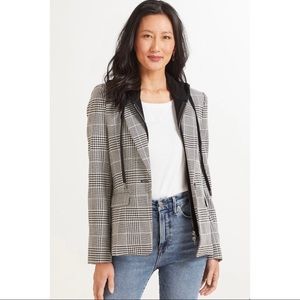 EVEREVE Plaid Black And White Blazer With Removable Dickey Hoodie
